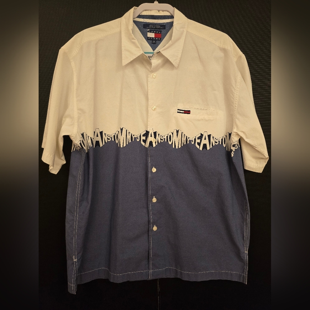 Vintage Tommy Hilfiger men's button down shirtshort sleeve shirt size XL